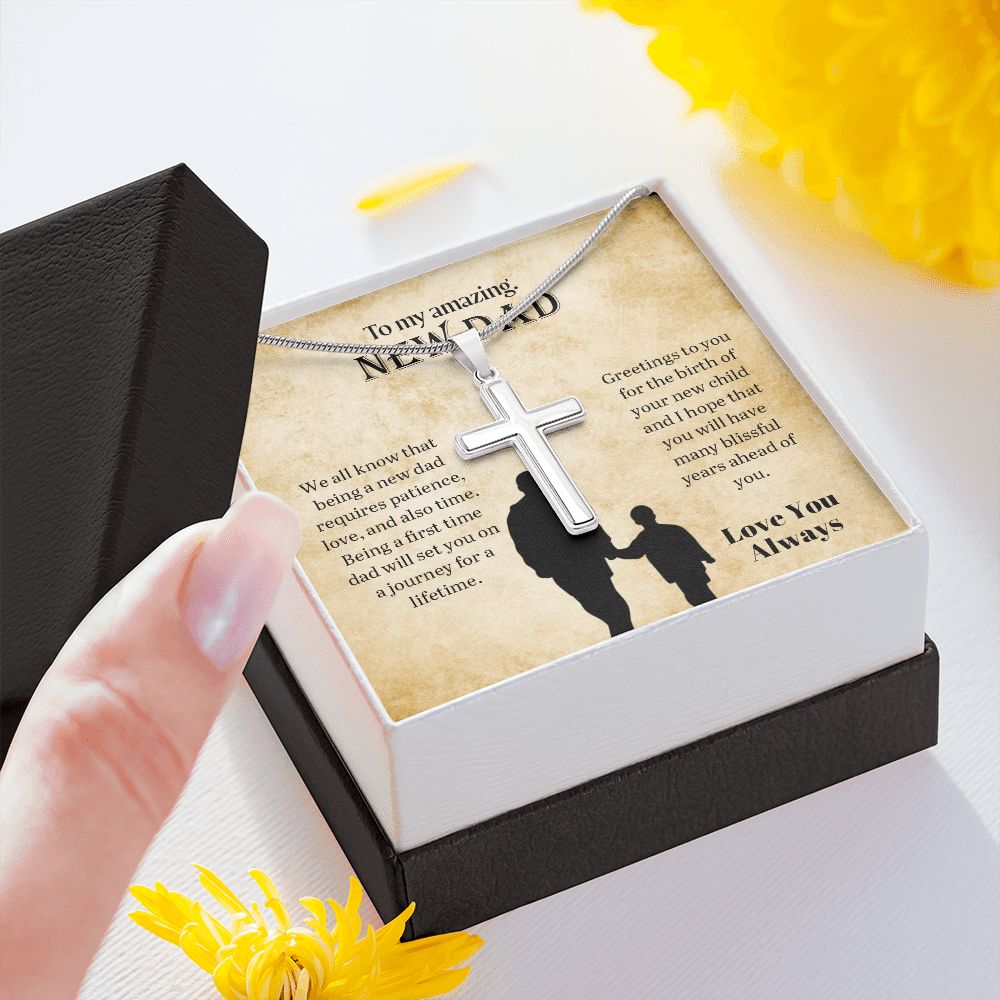 To My Amazing New Dad | Love You Always -Stainless Steel Cross Necklace