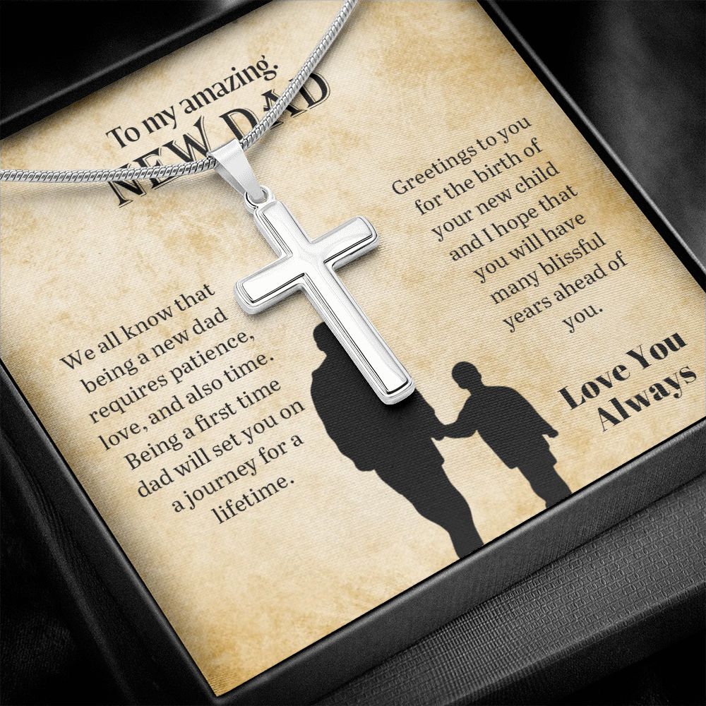 To My Amazing New Dad | Love You Always -Stainless Steel Cross Necklace
