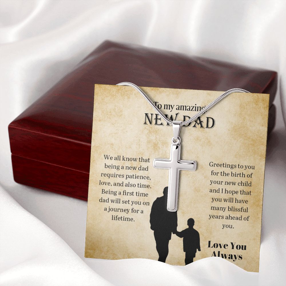 To My Amazing New Dad | Love You Always -Stainless Steel Cross Necklace