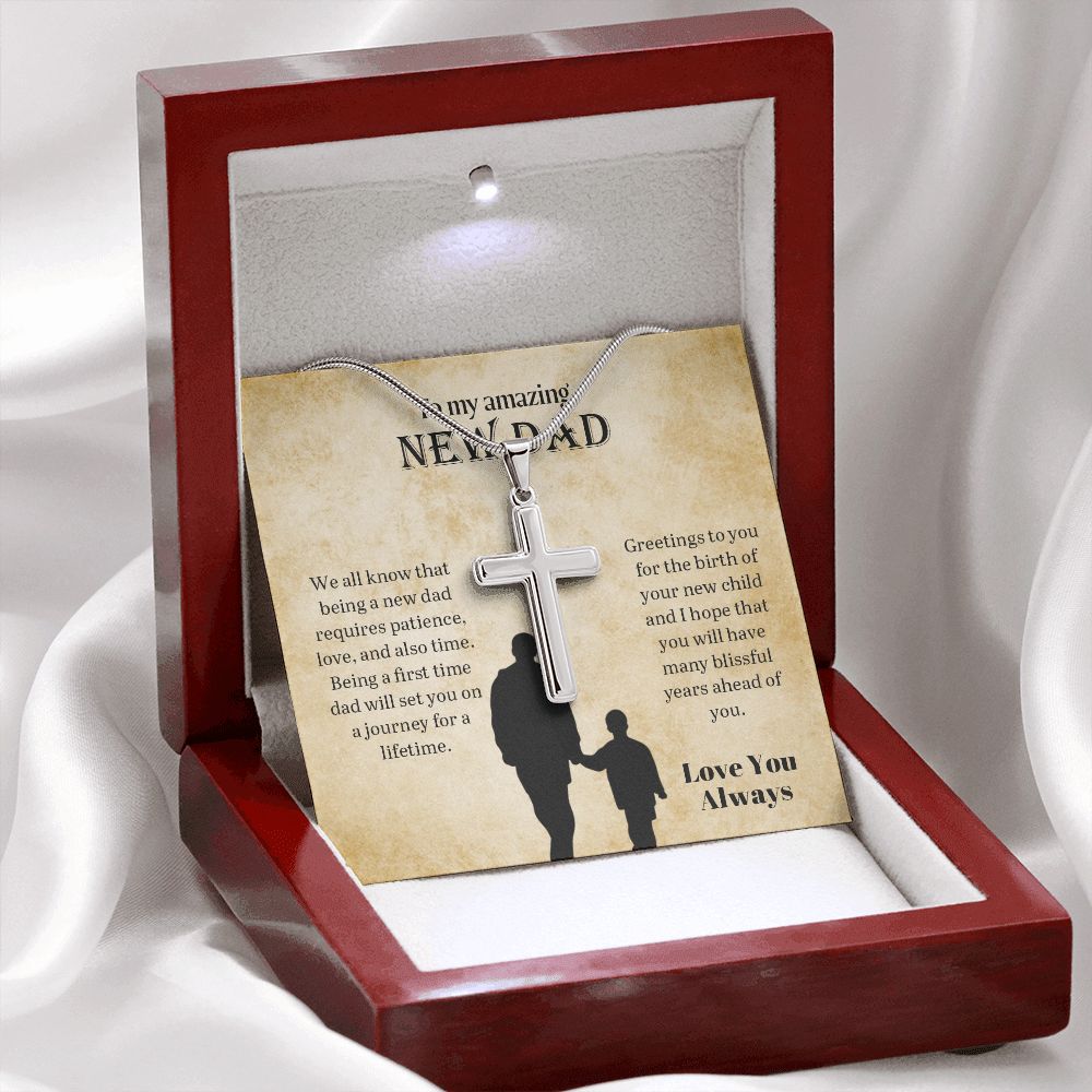 To My Amazing New Dad | Love You Always -Stainless Steel Cross Necklace