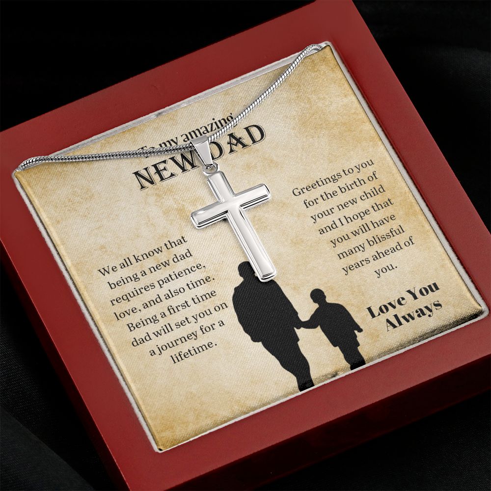 To My Amazing New Dad | Love You Always -Stainless Steel Cross Necklace